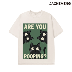 T-shirt surdimensionné « ARE YOU POOPING? » T-shirt humoristique rétro streetwear chat noir – Entrepôt local USA – Vente en gros – Manches courtes - Product Image 5