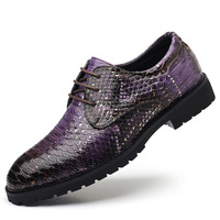 Chaussures à lacets en PU à bout pointu pour hommes, grandes tailles, motif serpent, style décontracté et professionnel, pour le commerce transfrontalier