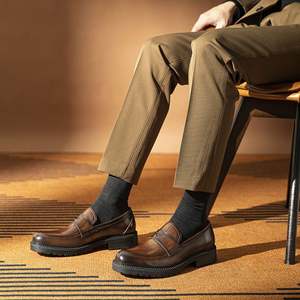 Nouvelles Chaussures Habillées Respirantes à Enfiler pour Hommes, en Cuir de Vachette Sculpté à la Main, Style Oxford, pour Tenue Professionnelle d'Automne - Product Image 2