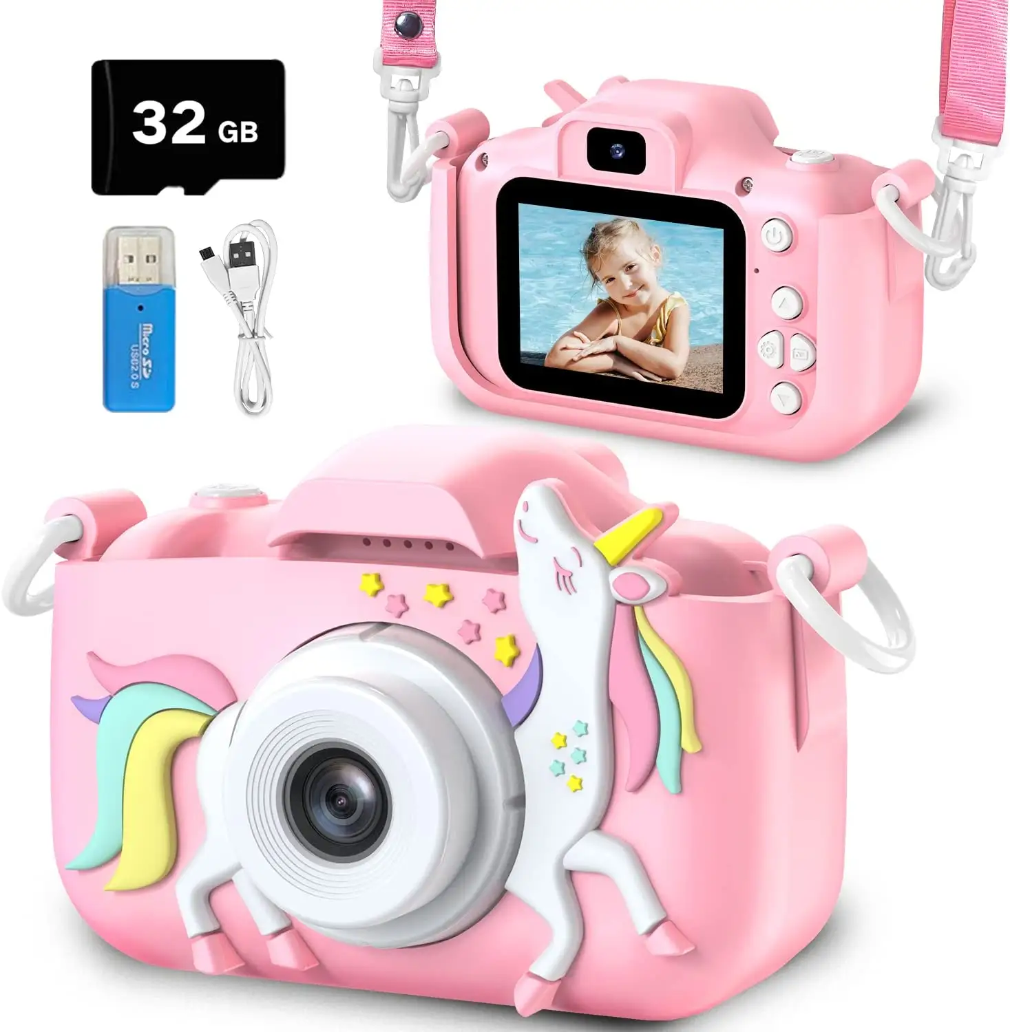 Kids Camera Toys for 3-8 Year Old Boys,Children Digital Video Camcorder Camera with Cartoon Soft Silicone Cover, Best Christmas
