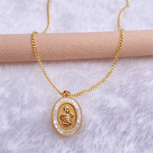 Collar con Colgante Religioso Cristiano <span class=keywords><strong>de</strong></span> la <span class=keywords><strong>Virgen</strong></span> <span class=keywords><strong>de</strong></span> <span class=keywords><strong>Guadalupe</strong></span>, Chapado en Oro <span class=keywords><strong>de</strong></span> 18K, con Esmalte, Madreperla y Circonita, Cadena <span class=keywords><strong>de</strong></span> Latón, Regalo - Product Image 6
