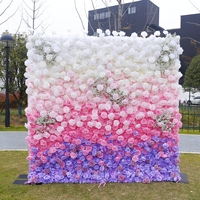 Bunga buatan Pink Biru latar belakang mandi bayi 8ft X 8ft latar belakang dinding bunga Gulung dekorasi latar belakang untuk acara