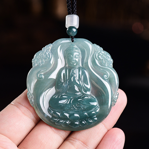 Pendentif en jade naturel double dragon Bouddha Soleil Éclatant, déesse protectrice du signe du zodiaque singe, Bouddha âme sœur - Product Image 2