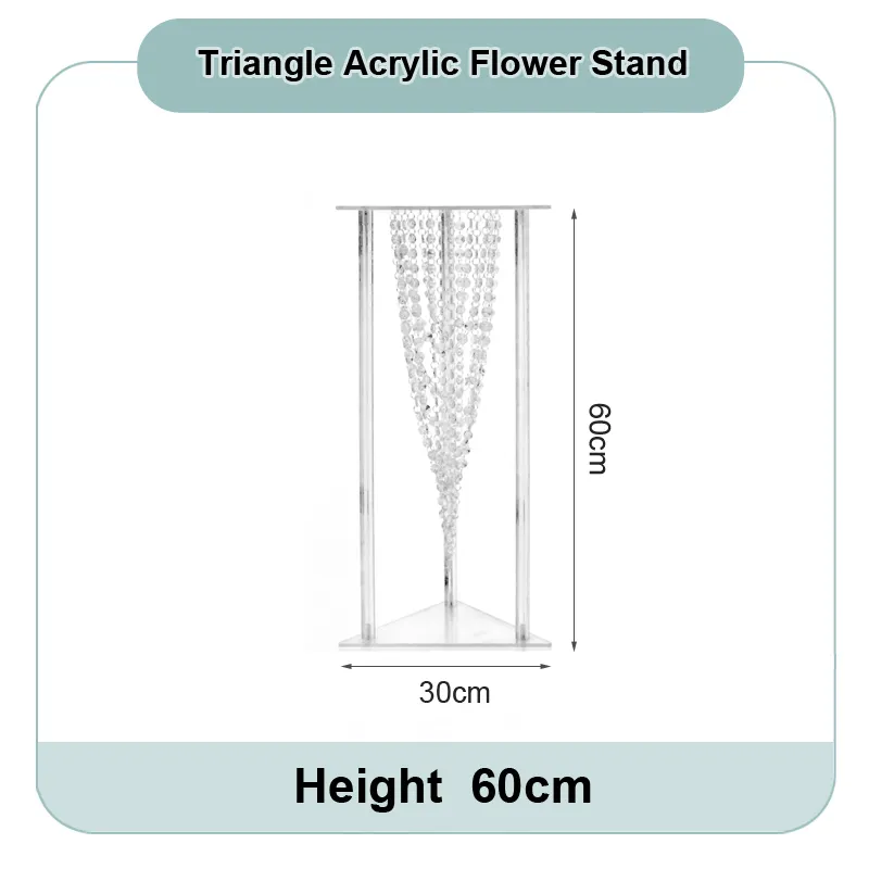 Dreieck Form hoch klar Kristall Acryl Hochzeit Mittelstücke, Acryl transparente Blume Tischplatte Mittelstücke für Event Party