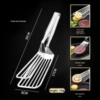 Pince-spatule de cuisine en acier inoxydable à fentes, pince de cuisson pour grillades, pince à poisson et à steak, résistante à la chaleur et antiadhésive