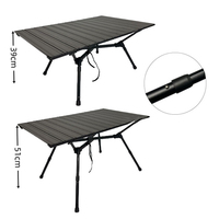 Table pliante haut de gamme en alliage d'aluminium réglable de 90 cm pour camping, type « Egg Roll »