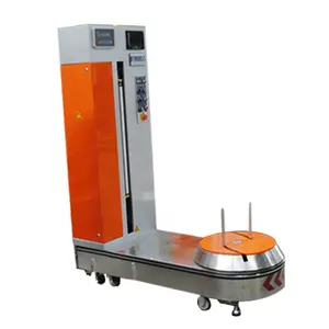 Máquina automática para envolver equipaje de aeropuerto (opcional: TV electrónica y pantalla de báscula).