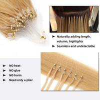 Extension de cheveux humains pré-collés, Micro-liens, boucle anneau perle, Cabello humain vendeur Fusion kératine vierge Microlink