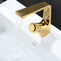 Keran Air Terjun Putih Sederhana dengan Satu Tuas, Terpasang di Dek, untuk Wastafel Toilet Kamar Mandi, Kabinet, dengan Katup Keramik Air Panas dan Dingin