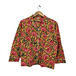 Pyjama pour homme à manches longues, imprimé floral, 100% coton tissé, vêtements de nuit décontractés avec poche, cadeau de saison printanière pour elle - Product Image 6