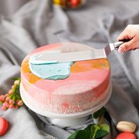 Ensemble de 5 pièces de décoration de gâteau en acier inoxydable, trancheuse droite et décalée, spatules de glaçage et glaçage