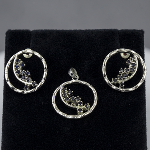 <b>Moon</b> Shape 925 Silver <b>Crystal</b> Pendant Set Minimalist Jewelry for Women Everyday Wear Necklace and Earring Set - Product Image 3