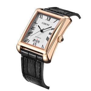 ODM/OEM CIRNI Orologio Sportivo Analogico in Pelle con Data Automatica, Cassa in Acciaio Inossidabile, Vetro Hardlex, Quadrante Quadrato 22mm, Resistente all'Acqua 5BAR - Product Image 2