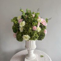 Luxuriöse Rosa-Weiße Blumenkugel-Tischdekoration mit Grün, Hochzeits-Blumenarrangements für Tischdekoration