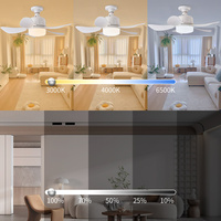 Ventilateur de plafond LED en plastique avec moteur DC, télécommande, variateur d'intensité moderne, ampoule E27, 5 pales, cuisine, salon, chambre