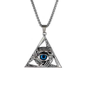 Collar con Colgante de Ojo Turco, Diseño Geométrico Retro de Triángulo, Joyería de Moda Unisex, Regalo, Aleación de Zinc - Product Image 5