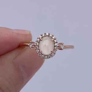 Anello Q927 in oro rosa con diamante e perla centrale per donna, gioiello di fidanzamento, colore G, taglio rotondo brillante naturale. - Product Image 3