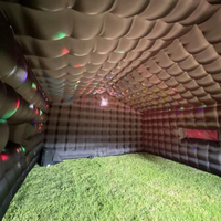Tente de fête gonflable portable en Oxford avec lumière disco et machine à fumée, cube VIP noir pour boîte de nuit, tente de fête, maison de fête