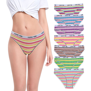 Pronto per la spedizione di mutandine a righe da donna taglia internazionale Standard di S-M-L qualità mutandine di cotone a coste per le signore all'ingrosso Lowrise - Product Image 1