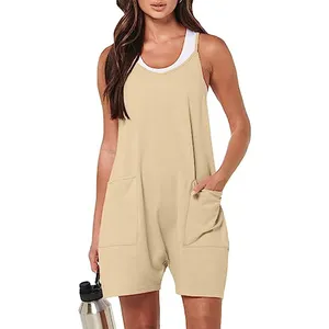 Prinbara महिलाओं 2023 गर्मियों बिना आस्तीन मिनी पोशाक आरामदायक लघु Sundress कसरत टेनिस एथलेटिक Onesie जेब के साथ
