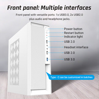 Casing komputer kantor, casing PC bisnis putih 8L, SPCC Steel mendukung Micro ATX Mini ITX SSD HDD 210mm GPU kustom tipe-c