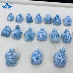 Dominica Larimar Chất Lượng Cao Đánh Bóng Khoáng Ngọc Màu Xanh Và Màu Xanh Lá Cây Kích Thước Nhỏ Rùa Hình Dạng Lỏng Đá Quý - Product Image 2