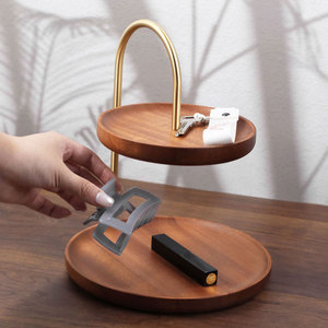 Bandeja de joyería de madera maciza Kyushu, 20x24, estante de almacenamiento de escritorio de lujo ligero con asa de latón para organizar accesorios - Product Image 4