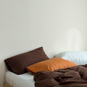 Parure de <span class=keywords><strong>lit</strong></span> en coton respirant avec housse de couette et draps en coton uni - Product Image 3