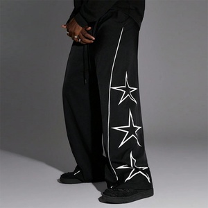 กางเกงลำลองผู้ชายพิมพ์ลายดาวปักโลโก้ตามสั่ง ตัดเย็บแบบสีตัดต่อ ผ้าโพลีเอสเตอร์ ทรงหลวม ขาตรง - Product Image 3