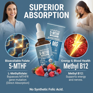 <span class=keywords><strong>Gotas</strong></span> de L-Metilfolato 15mg con Vitamina B12, Suplemento Líquido de 5-MTHF para el Estado de Ánimo, Cerebro y Embarazo en Adultos, Apoyo MTHFR, 30ml - Product Image 3