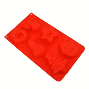 3D phim hoạt hình giáng sinh loạt 6 hình dạng cấp thực phẩm Silicone khuôn bánh nhỏ cho bánh và sô cô la