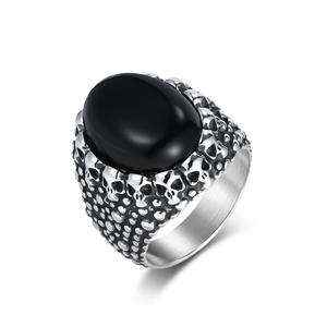 Skull Tiger Eye <b>Ring</b> For <b>Men</b> <b>Titanium</b> Steel Gemstone Index Finger Jewelry Gift - Product Image 5