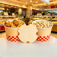 Seau en papier kraft de qualité alimentaire imprimé sur mesure pour les chips et autres aliments, avec couvercle