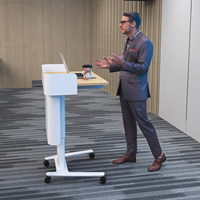 Pupitre mobile réglable en métal ; Podium de bureau pour enseignants, style debout ; Pupitre scolaire à roulettes, bureau d'accueil – Design moderne