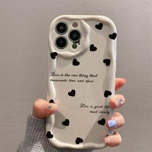 Cover per Cellulare in Silicone TPU con Stampa <span class=keywords><strong>Cuore</strong></span> <span class=keywords><strong>Nero</strong></span> e Bordo Ondulato per <span class=keywords><strong>iPhone</strong></span> 8 X Xr Xs 11 12 13 14 15 16 17 Max - Product Image 3