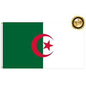 Drapeau de l'Algérie 3x5 pieds, double face, <span class=keywords><strong>3</strong></span> plis, polyester robuste, bannière nationale algérienne pour extérieur, couleurs vives, œillets en laiton - Product Image 2