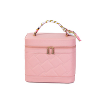 Étui à maquillage carré personnalisé en cuir PU, imperméable, matelassé, avec miroir, grande capacité, sac de rangement pour les voyages