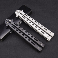 Couteau papillon d'entraînement pour débutants, Balisong riveté sans entretien, outil de maniement non affûté pour un apprentissage sûr des techniques