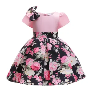 도매 새로운 모델 멋진 아이 꽃 볼 가운 공주 드레스 2 년 아기 소녀 파티 착용 드레스