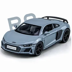 डाइकास्ट मॉडल कार 1:32 ऑडी R8 मिश्र धातु कार मॉडल के साथ ध्वनि और हल्के पल्लबैक मेटल मॉडल कार खिलौने दरवाजे