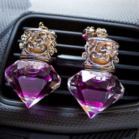 Diffuseur de parfum pour voiture à clipser sur grille d'aération, flacon en verre suspendu, flacons de parfum en cristal