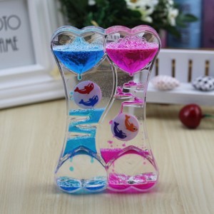 Minuteur à huile en forme de double cœur coloré, moulin à vent, sablier en acrylique, décoration, cadeau pour la maison, ornement d'anniversaire pour enfants SY01 - Product Image 2