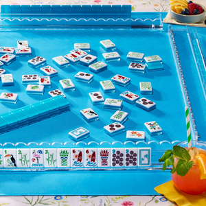 Tuiles de Mahjong en Acrylique Bleu Cristal de Luxe Style Américain Moderne, Tuiles de Mahjong Tropicales 160 pièces pour le Divertissement - Product Image 5