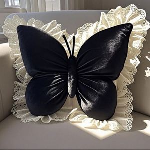 New Design Elegant Decorative Throw <b>Pillow</b> Cute Lace Butterfly on <b>Soft</b> Velvet Washable Cushion for Living Room - Product Image 5