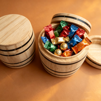 Baril à bonbons en bois pas cher en gros avec logo personnalisé