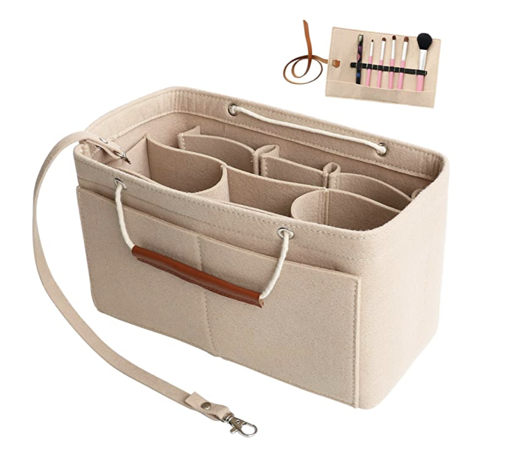 2021 модные фетр для туалетных принадлежностей косметичка кошелек Органайзер с карманами; Фетровая сумка-Органайзер с застежкой на молнию сумки из натуральной кожи сумка-тоут формирователь