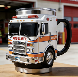 Mug à <span class=keywords><strong>café</strong></span> en forme de camion de pompiers - 11 oz - Thermos amusant pour pompiers - Acier inoxydable à double paroi - Pour hommes - Portable - Réutilisable - Product Image 4