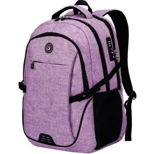 FSY Low MOQ Custom Logo Geometric Laptop Backpack Computer Charging Backpacks Multi-function Canvas Men's Laptop Backpack