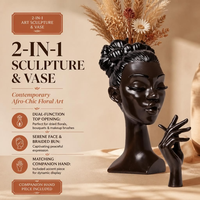 Statue de buste de femme africaine avec main en argent découpée au laser, figurine en résine au design contemporain pour la décoration intérieure et l'affichage artistique