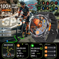 Montre connectée KC108 avec suivi de la forme physique et de la santé, positionnement GPS, appels Bluetooth, batterie de 1200 mAh, lampe torche LED